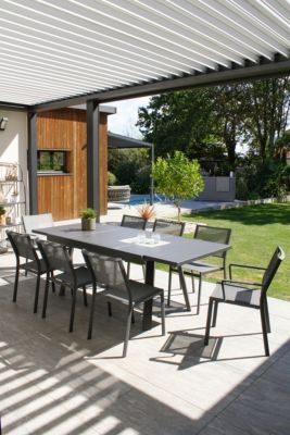 Ensemble repas de jardin en aluminium  - Gris anthracite - STOCKHOLM
