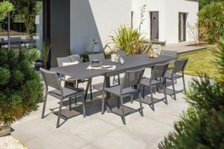 Ensemble repas de jardin en aluminium  - Gris anthracite - STOCKHOLM