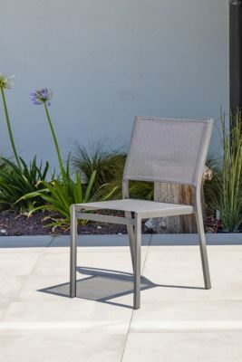 Lot de 2 chaises de jardin en aluminium et toile plastifiée - Gris anthracite - STOCKHOLM