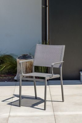 Lot de 2 fauteuils de jardin en aluminium et toile plastifiée - Gris anthracite - STOCKHOLM