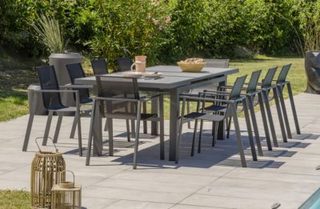 Ensemble repas de jardin en aluminium  - Gris anthracite - VENISE