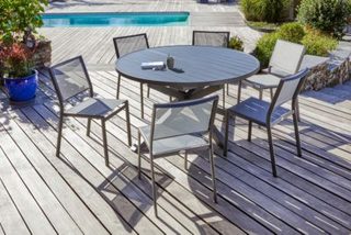Ensemble repas en aluminium avec rallonge papillon - Gris anthracite - PELOSA
