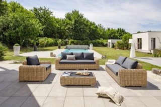 Salon bas de jardin 6 personnes Papette résine tressée