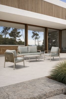 Salon de jardin bas en aluminium - Grège - VERONA