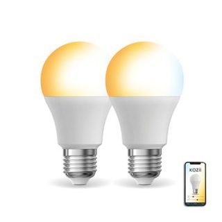 Pack de 2 Ampoules LED connectées KOZii, éclairage multi-blancs, E27 A60 Opaque 9W cons. Variation de luminosité