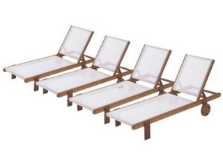 Bain de soleil en bois exotique "Saïgon"  Maple  Ecru  Lot de 4