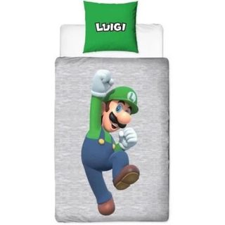 Parure de lit réversible Mario Bros microfibre gris 140x200 + taie
