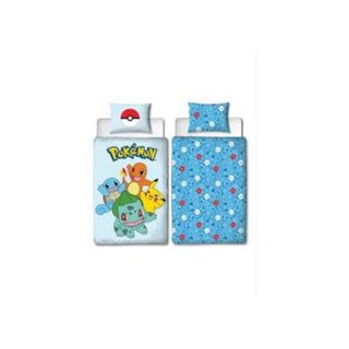 Parure de couette reversible Pokémon microfibre 140 x 200 + taie 63 x 63