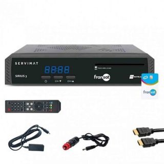 Pack  Récepteur TV satellite HD + carte Fransat + Câble HDMI + Câble 12V + Déport IR SERVIMAT