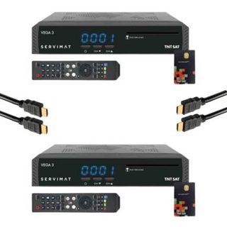 Pack  2x Récepteurs TV Satellite Full HD + Carte TNTSAT V6 + Câble HDMI SERVIMAT