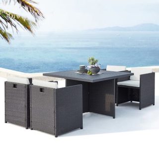 Table et chaise 4 places encastrables alu résine gris-blanc SUNSET