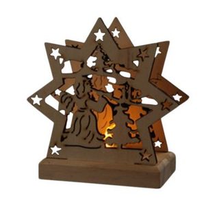 Etoile ange de noel en bois a led