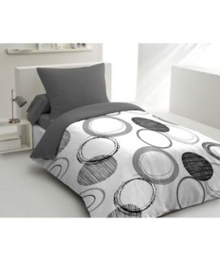 Housse de couette HOME LINGE PASSION Audace microfibre 140x200 grise et taie 63x63
