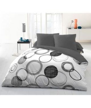 HOME LINGE PASSION Parure microfibre gris clair 240x260 avec 2 taies 63x63