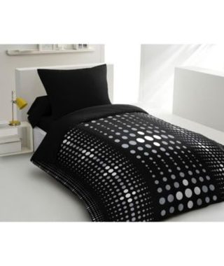Parure de couette microfibre Steevy - 1 housse de couette 140x200 cm + 1 taie 63x63 cm - Noir - HOME LINGE PASSION