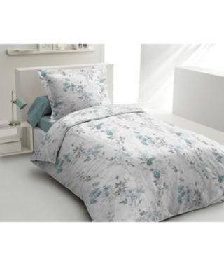 Parure de couette 140x200 cm HOME LINGE PASSION POMPADOUR : Housse de couette + 1 taie d'oreiller - 100% Coton 57 Fils - Vert