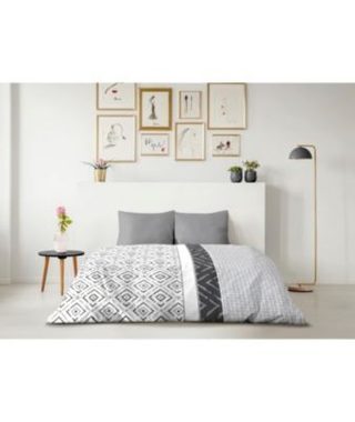 Parure de couette microfibre ETHNO - 1 housse de couette 220 x 240 cm + 2 taies d'oreiller 63 x 63 cm - Gris
