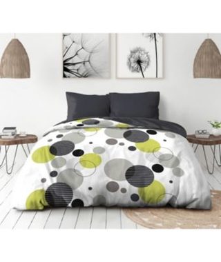 Parure de lit microfibre - HOME LINGE PASSION - BULLES DE REVE - Housse 240 x 260 cm + 2 taies d'oreiller 63 x 63 cm - Gris