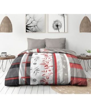 Parure de lit microfibre - HOME LINGE PASSION - SHIZUOKA - Housse 240 x 260 cm + 2 taies d'oreiller 63 x 63 cm - Bleu