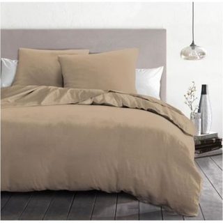 Parure de couette microfibre beige 220 x 240 cm Home Linge Passion HP72070