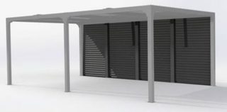 Côté ventelles aluminium gris 3,60 m pour pergola bioclimatique Habrita PER3630BI et PER3660BI