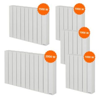 Pack 5 radiateurs électriques Baléares 2 1000 W x3 + 1500 W x1 + 2000 W x1 - THERMOR