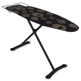 Table à repasser avec pieds noirs en acier et housse coton L.125 x l.41 h H.max 96 cm, Kitchen Move Utah