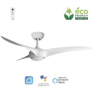 Fanelite - Ventilateur de plafond 132 cm blanc SAONA - Moteur DC 38W - LED 20W dimmable 3 couleurs - Wifi - Contrôles vocaux
