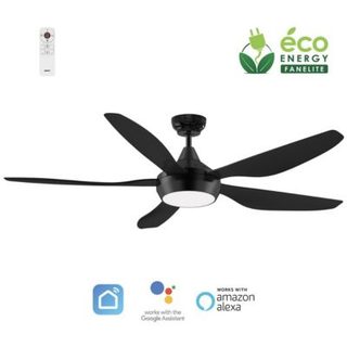 Fanelite - Ventilateur de plafond 137 cm noir MAUPITI - Moteur DC 35W - LED 20W dimmable 3 couleurs - Wifi & Contrôles vocaux