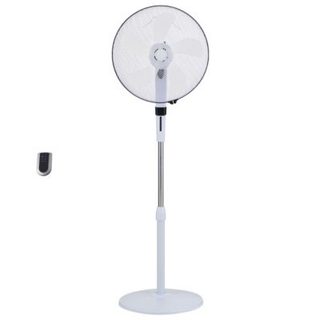 Fanelite - Ventilateur sur pied FANDECO1 - Blanc - Diamètre 40 cm - 3 vitesses - Minuterie - Télécommande - Oscillant ou fixe