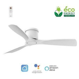 Fanelite - Brasseur d'air 132 cm blanc KORO - SANS LUMIÈRE - Moteur DC 35W - Extra plat - Wifi - Contrôles vocaux - 3 pales