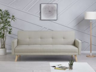 Canapé scandinave convertible 3 places en tissu beige - WOODEN