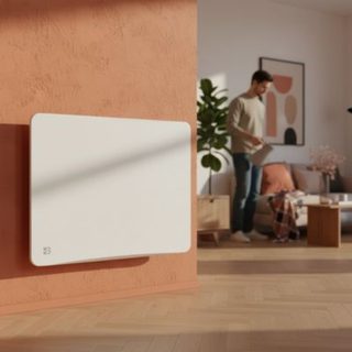 Radiateur électrique fixe à inertie sèche céramique avec thermostat interchangeable 1000W  BESTHERM OVEO horizontal blanc