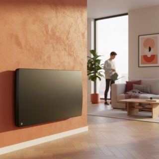Radiateur électrique fixe à inertie sèche céramique 1500W BESTHERM ARIA horizontal noir