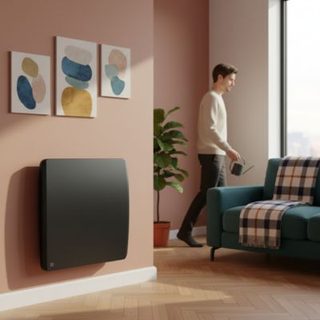 Radiateur électrique fixe à inertie sèche céramique 500W BESTHERM ARIA horizontal noir