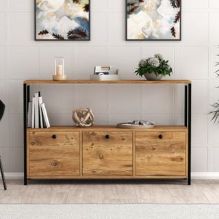 Buffet 3 portes style industriel bois-noir DRAGOR