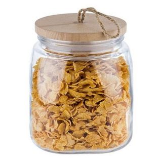 Bocal de conservation en verre avec couvercle en pin - 2 Litres