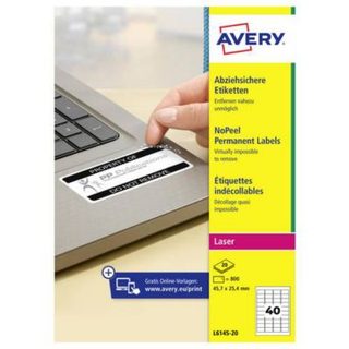 Étiquettes de sécurité Avery-Zweckform L6145-20 45,7 x 25,4 mm film polyester, 800 pcs
