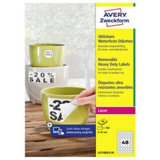 Étiquettes plastiques Avery-Zweckform Wetterfeste Folien-Etiketten 99,1 x 42,3 mm, pack 480.