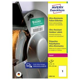 Étiquettes film plastique Avery-Zweckform L7917-10 210 x 297 mm pack de 10