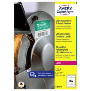 Etiquettes ultra-résistantes Avery-Zweckform L7912-10 63,5 x 33,9 mm, 240 pcs