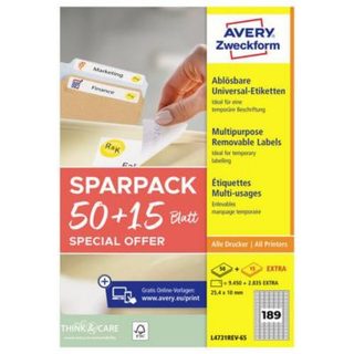 Avery-Zweckform L4731REV-65 étiquettes universelles 25,4 x 10 mm lot 50+15 feuilles