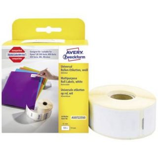 Avery Zweckform AS0722550 rouleau 500 étiquettes 19 x 51 mm papier thermique repositionnable blanc