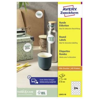 Avery-Zweckform L3415-10 étiquettes rondes 40 mm papier blanc, pack 25.