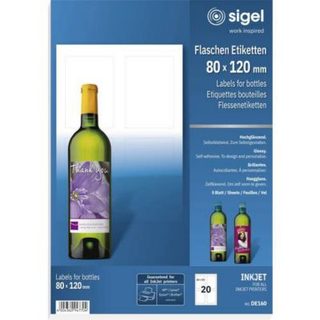 Sigel DE160, étiquettes pour bouteilles 80 x 120 mm, papier blanc, 20 pièces