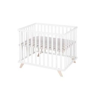 Parc bebe ROBA 75 x 100 cm blanc avec tapis Lil Planet gris