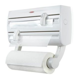 Dérouleur mural Parat F2 ComfortLine 25771 Leifheit, porte rouleau cuisine pour 3 rouleaux, support épices,lames tranchantes,bl