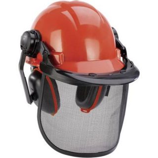 Einhell BG-SH 1 4500480 casque de sylviculture avec visière intégrée, protection auditive orientable.