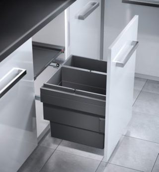 Poubelle de cuisine tri sélectif 2 bacs encastrable 46L (28+18) Hailo Cargo Synchro