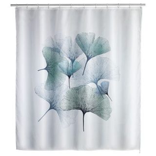 Rideau de douche anti-moisissure motif Gris clair, l. 180 x H. 200 cm, GINKGO
